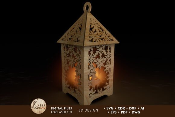 Christmas Decorative Lantern Wood Cut