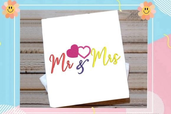 Colorful Mr. and Mrs. Love: A Vibrant Embroidery Design for Every Occasion