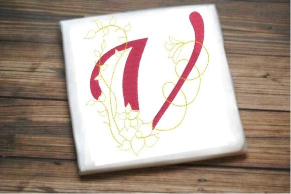 Elegant V Letter Vine Monogram Flower Design