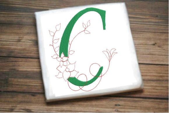 Elevate Your Embroidery Projects with the C Letter Vine Monogram Flower