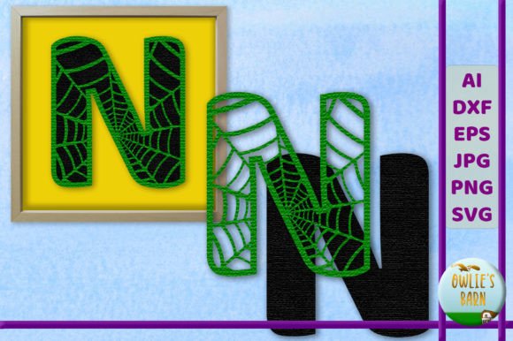 Spiderweb Monogram - Letter N: A Versatile Digital Design for Crafting